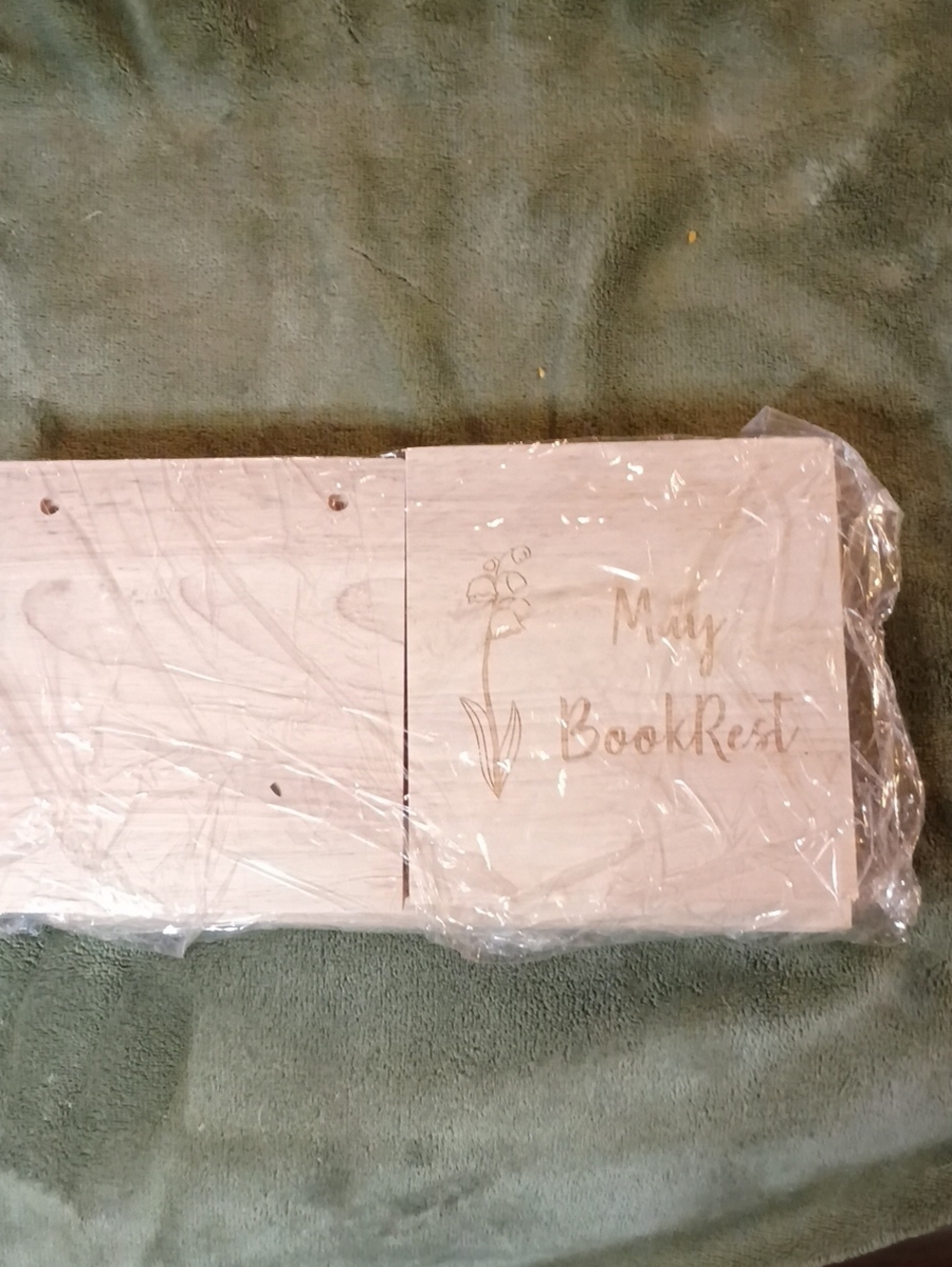 Source Unknown Light Wood May BookRest with Floral Etching
